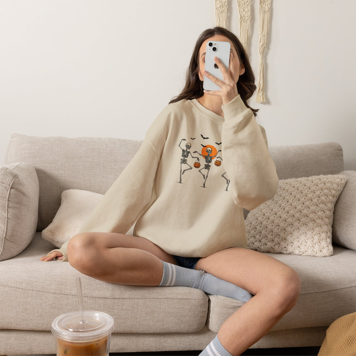 Dancing Skeletons, Cute Halloween Gildan Unisex Heavy Blend™ Crewneck Sweatshirt
