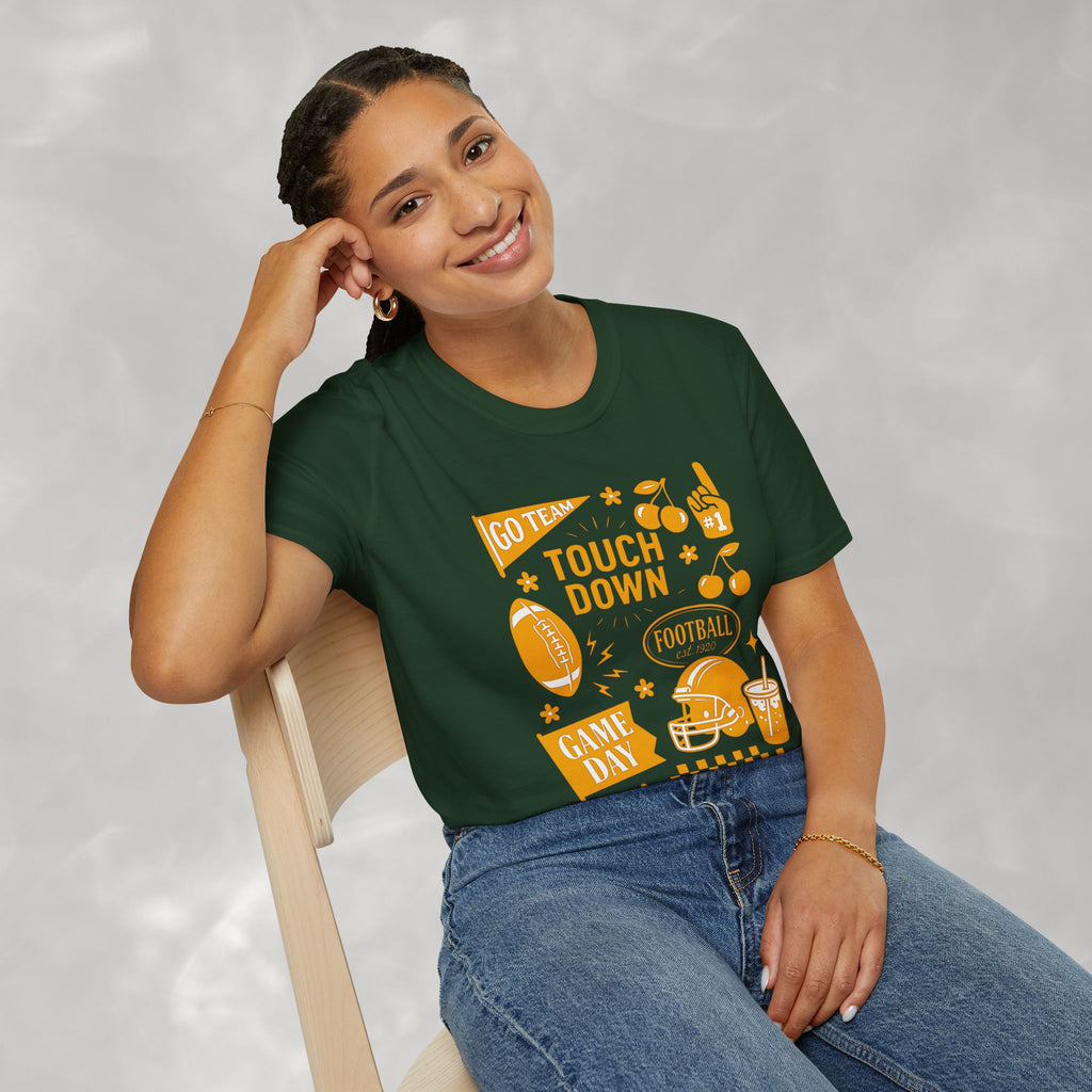 Football Season, Touchdown, Gameday, Cute Gildan Unisex Softstyle T-Shirt