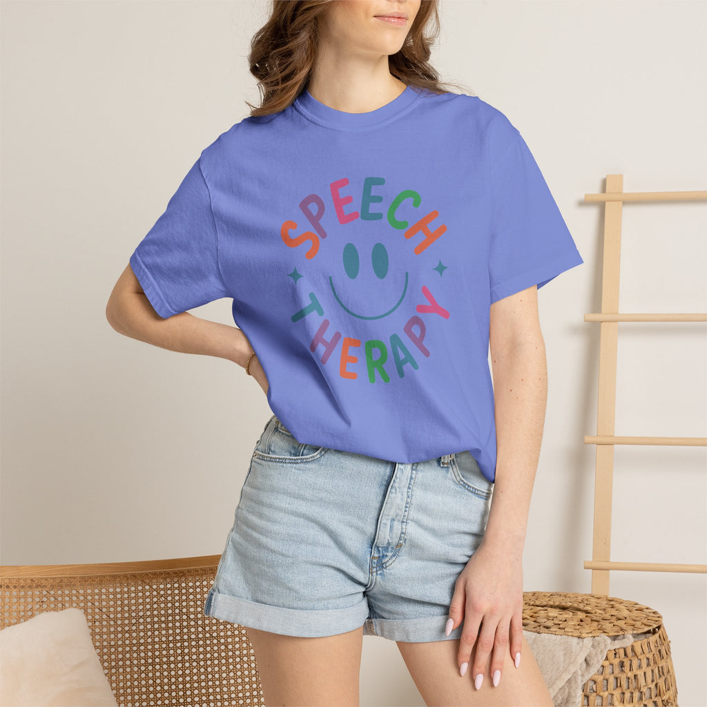 Speech Therapy, Cute Playful Smile, SLP, SLPA Comfort Colors Tee