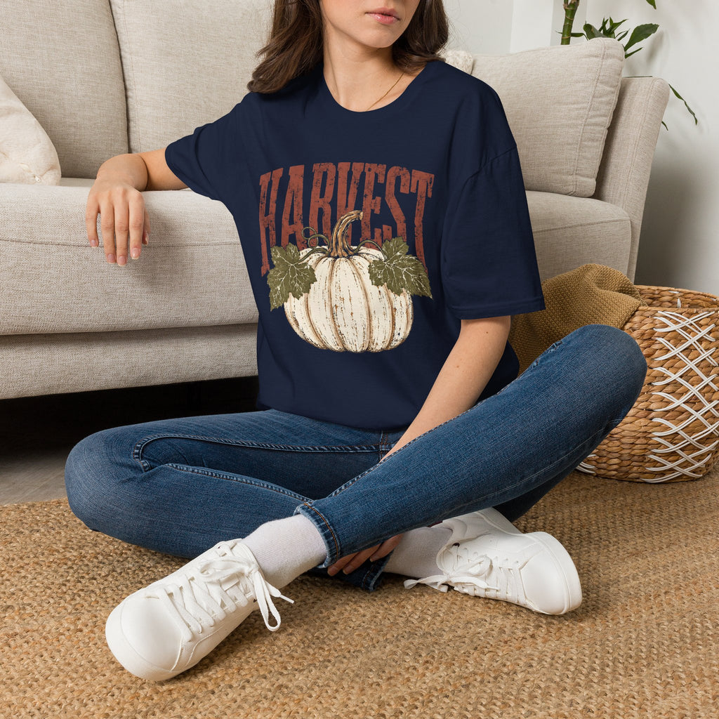 Autumn Harvest, White Pumpkin Retro Gildan Unisex Softstyle T-Shirt