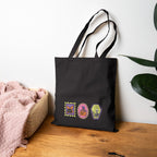 Cute Halloween Spooky Stamps with Cat, Jack-O-Lanter, Skeleton, Double-Sided Cotton Canvas Tote Bag