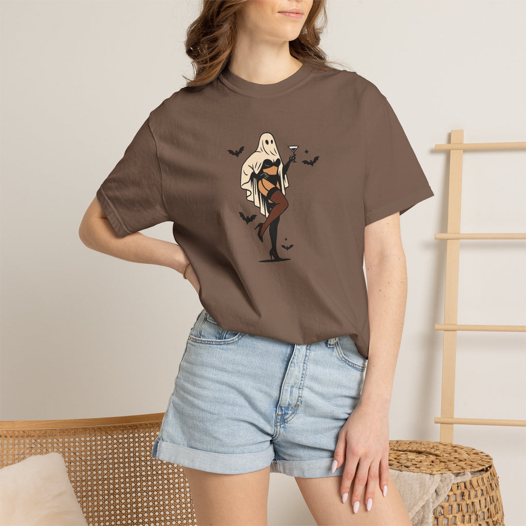 Spooky Retro Ghost Babe Unisex Comfort Colors Tee