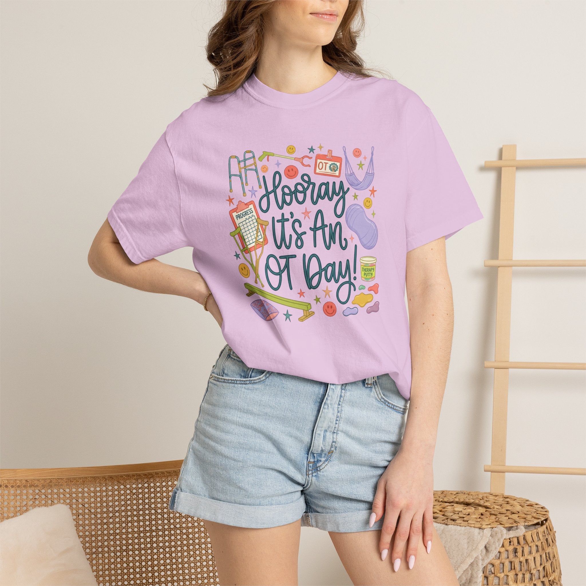 Hooray It's an OT Day, Cute, Playful, Pediatric Occupational Therapy, OTR, COTA Comfort Colors Tee