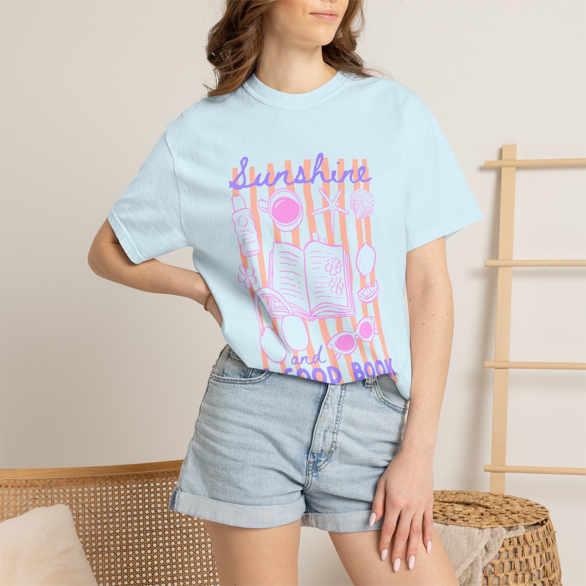 Sunshine and a Good Book, Book Lover Comfort Colors Tee