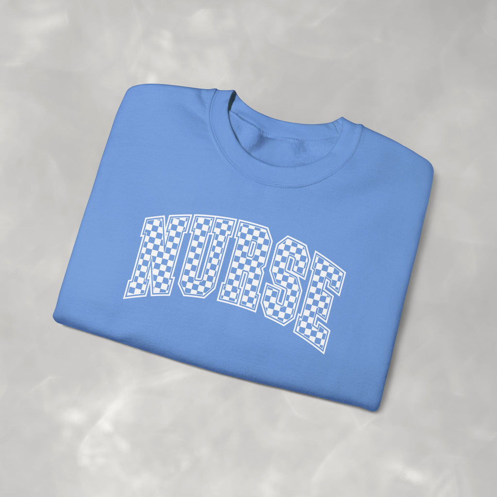 Nurse Checkered Gildan Unisex Heavy Blend™ Crewneck Sweatshirt for RN, LPN, GN, Nursing Students