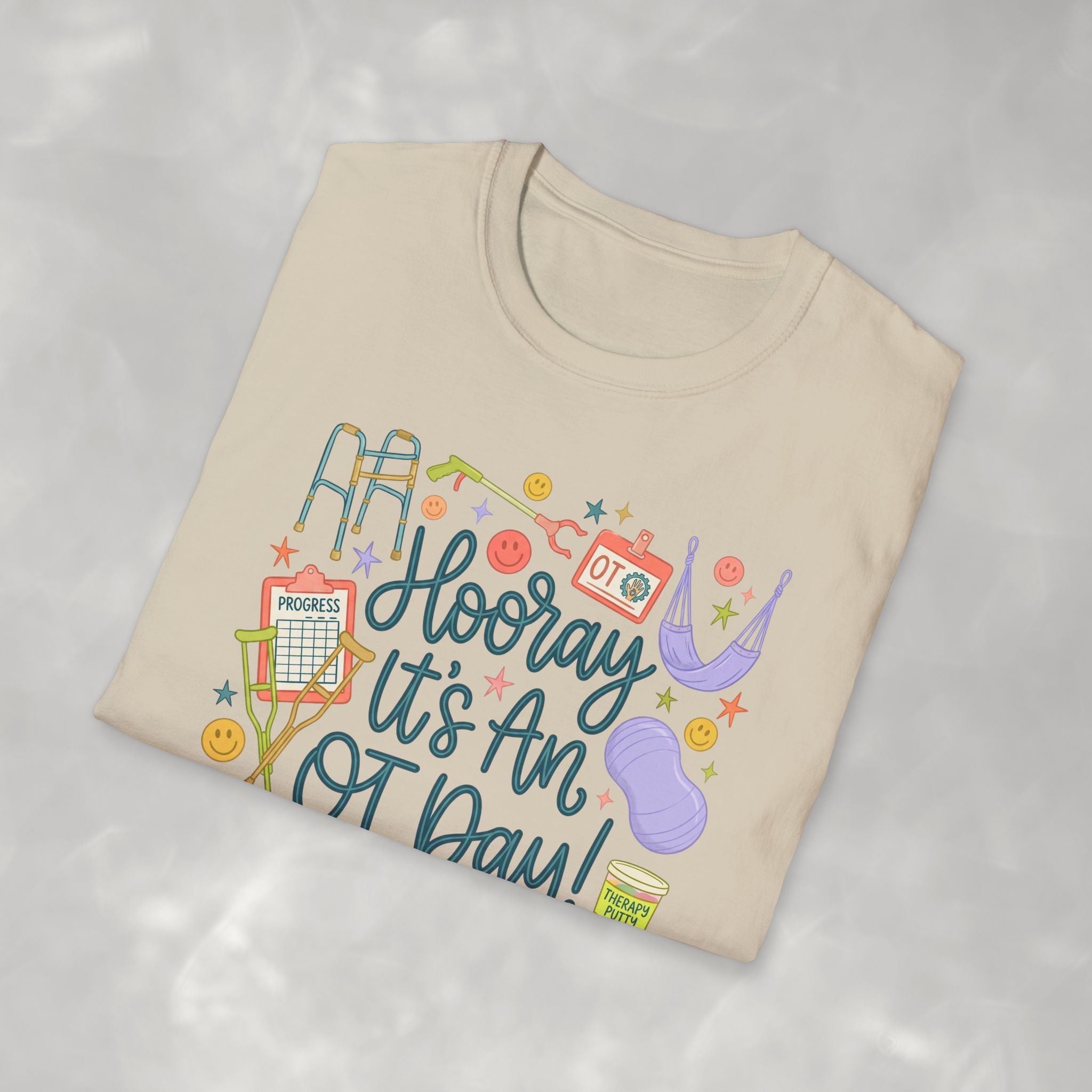 Hooray It's an OT Day, Cute, Playful, Pediatric Occupational Therapy, OTR, COTA Gildan Unisex Softstyle T-Shirt