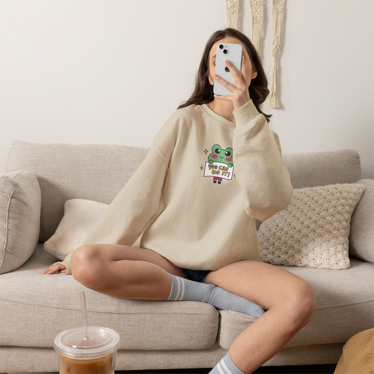 You Can Do It, Cute Motivational Frog Unisex Heavy Blend™ Crewneck Sweatshirt for OT, PT, Speech Therapist