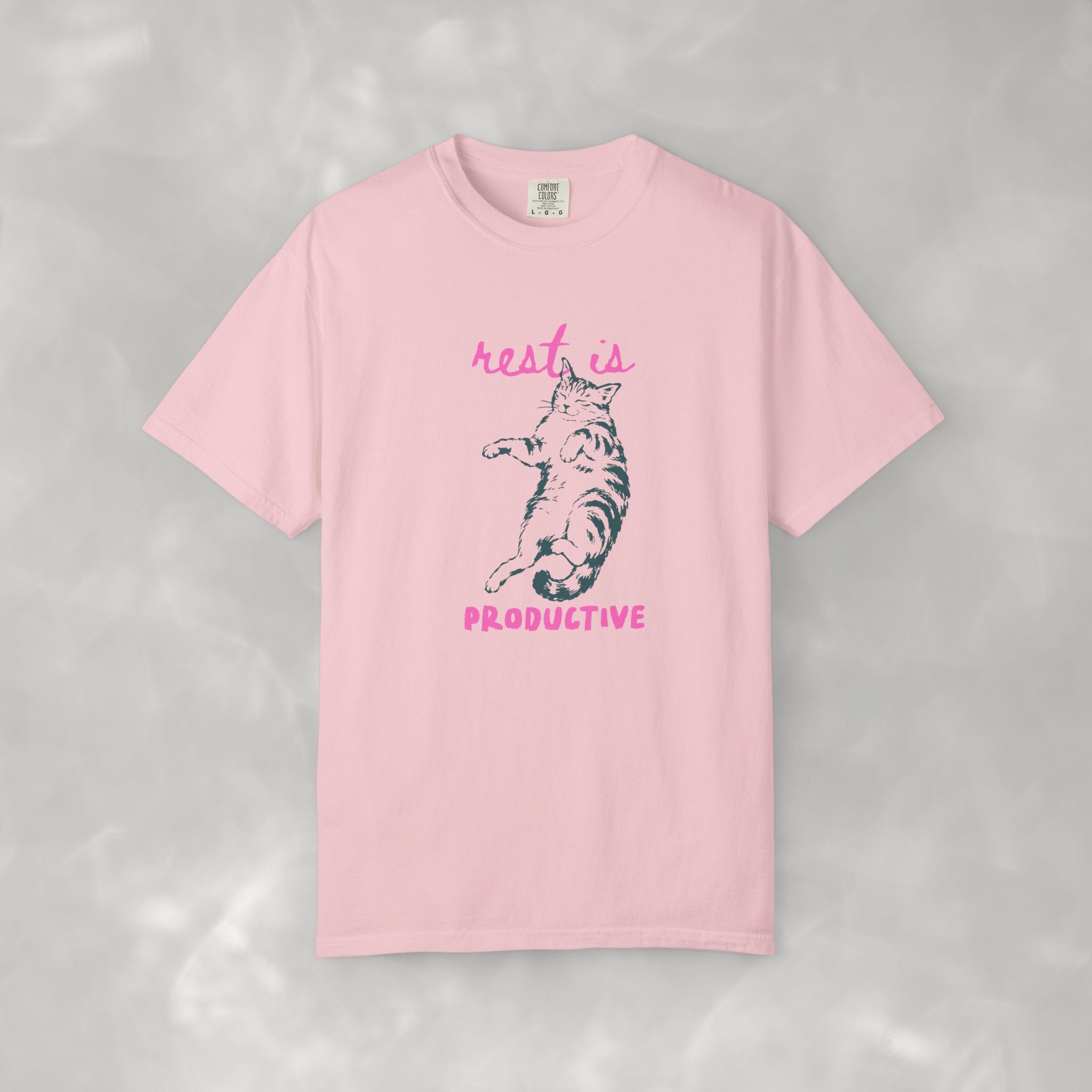 Rest Is Productive, Cute, Funny, Cat Lovers Comfort Colors Tee