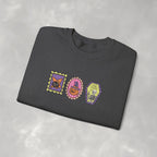 Cute Halloween Spooky Stamps with Cat, Jack-O-Lanter, Skeleton, Gildan Unisex Heavy Blend™ Crewneck Sweatshirt