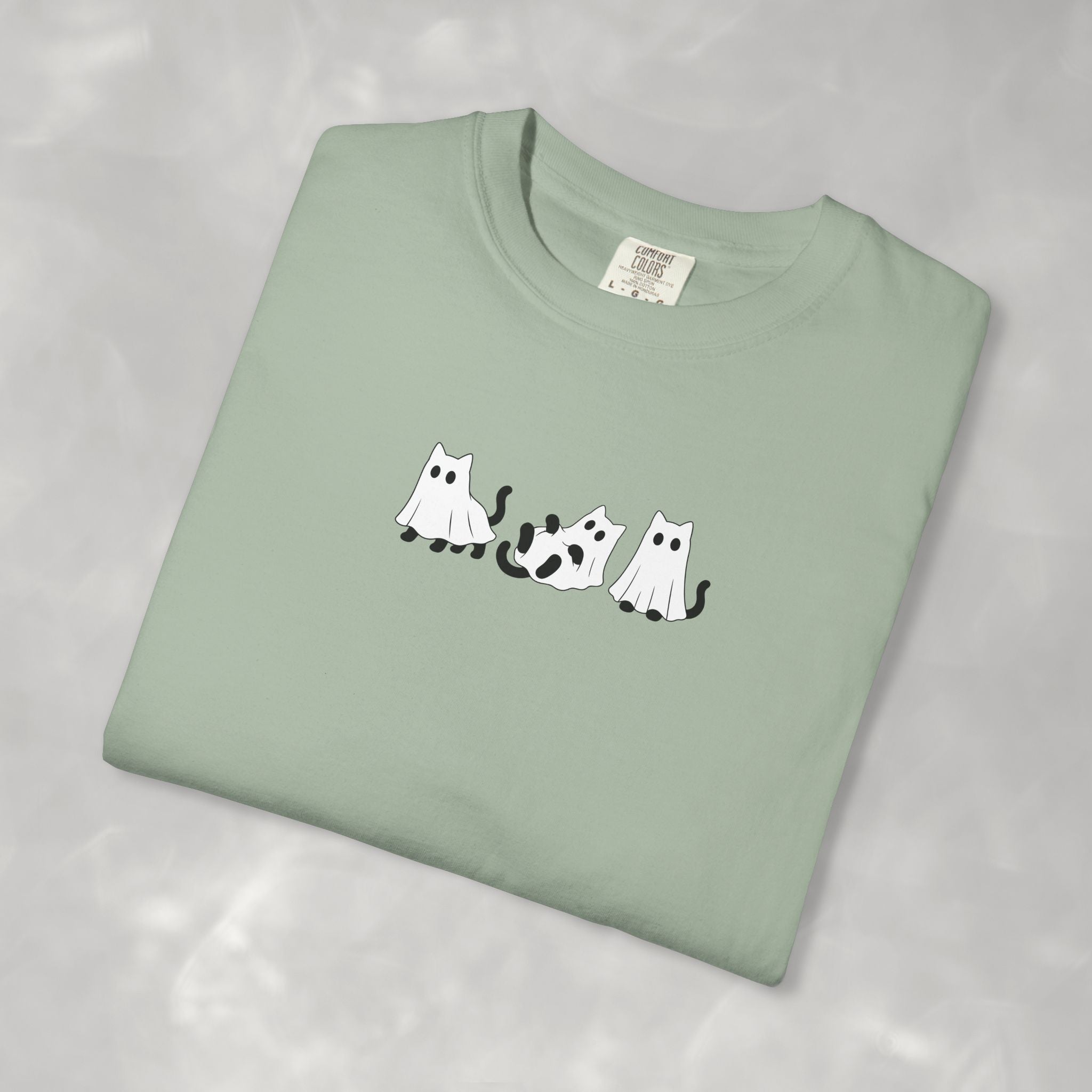 Cute Black Cat Ghosts, Haunted Kitties Halloween Comfort Colors Tee