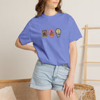 Cute Halloween Spooky Stamps with Cat, Jack-O-Lanter, Skeleton, Comfort Colors Tee