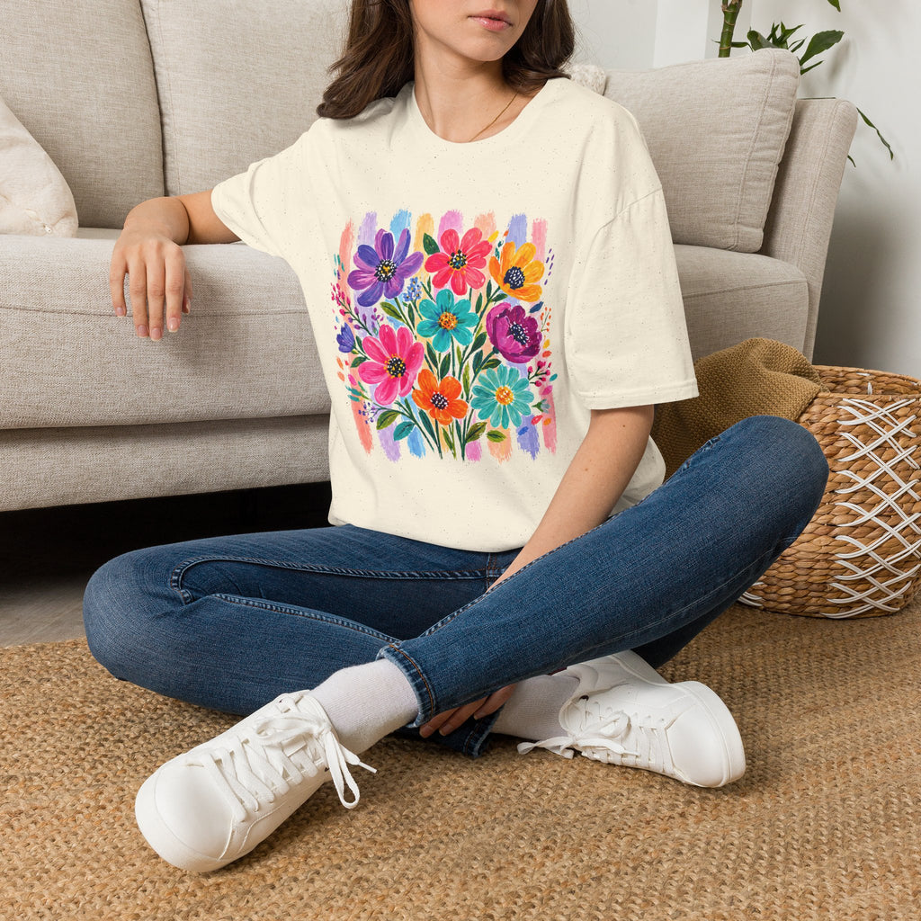 Boho Striped Flowers Gildan Softstyle T-Shirt