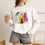 Preppy, Girly, Cute Halloween Ghosts with Cats, Gildan Unisex Heavy Blend™ Crewneck Sweatshirt
