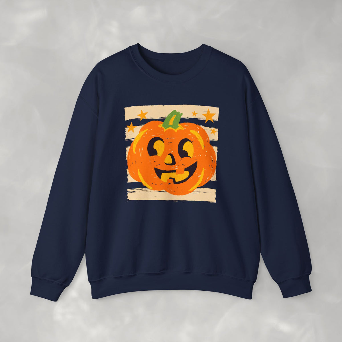 Happy Jack-O-Lantern, Striped Halloween Unisex Heavy Blend™ Crewneck Sweatshirt