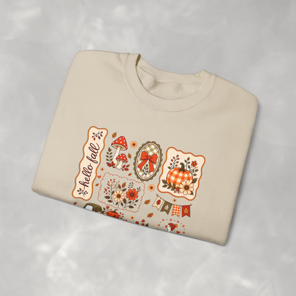 Hello Fall, Cute Autumn Collage, Gildan Unisex Heavy Blend™ Crewneck Sweatshirt