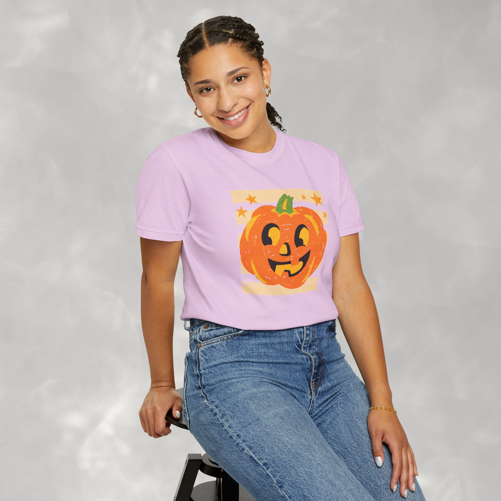 Happy Jack-O-Lantern, Striped Halloween Comfort Colors Unisex Garment-Dyed T-shirt