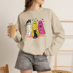 Preppy, Girly, Cute Halloween Ghosts with Cats, Gildan Unisex Heavy Blend™ Crewneck Sweatshirt
