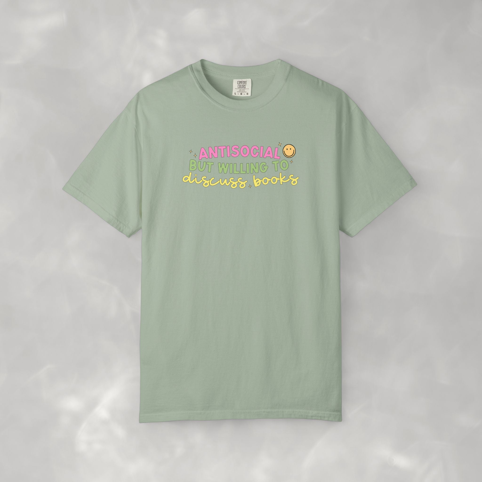 Antisocial but Willing to Discuss Books, Funny, Book Lover Comfort Colors Tee