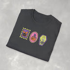 Cute Halloween Spooky Stamps with Cat, Jack-O-Lanter, Skeleton, Gildan Unisex Softstyle T-Shirt