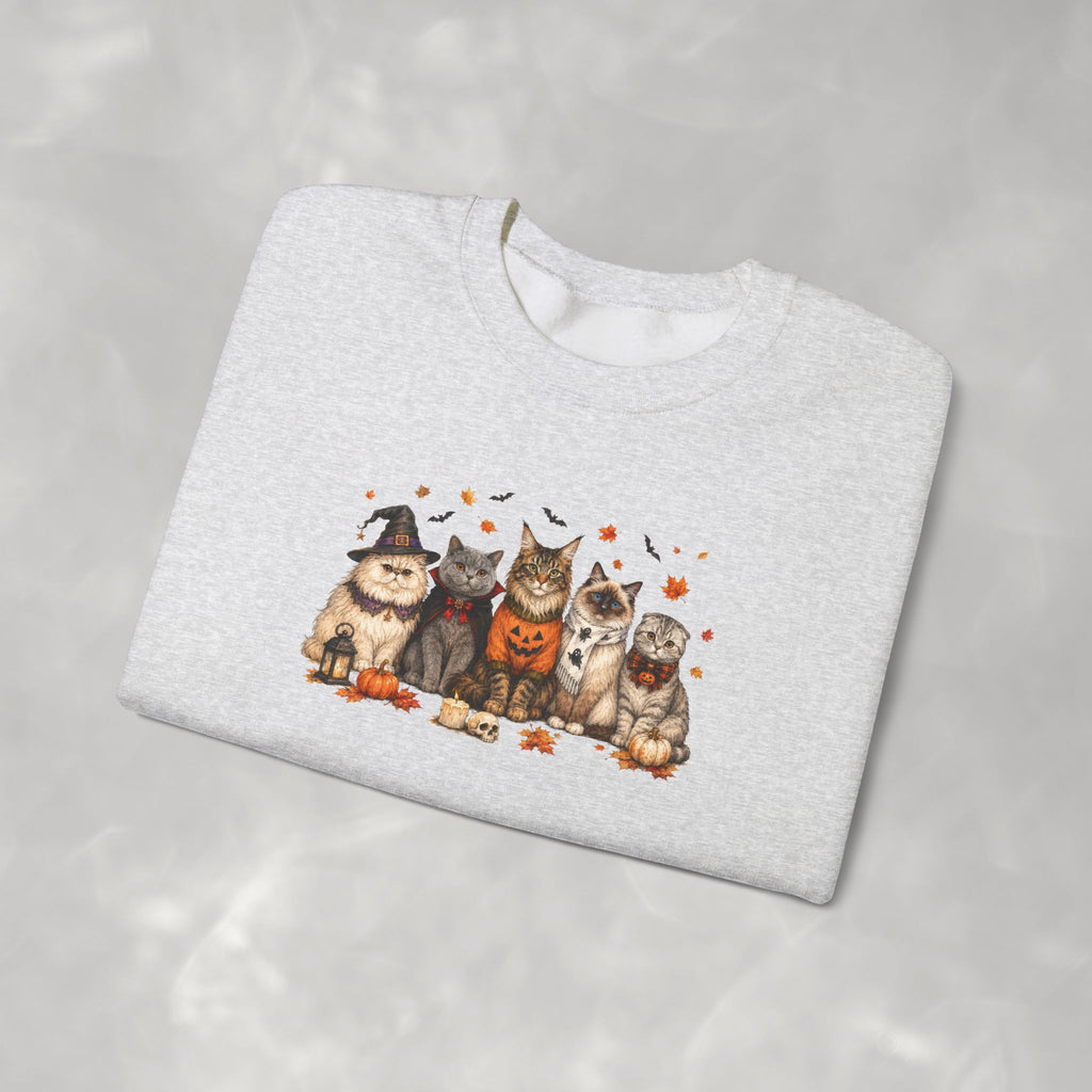 Retro Cats in Halloween Costume Gildan Unisex Heavy Blend™ Crewneck Sweatshirt