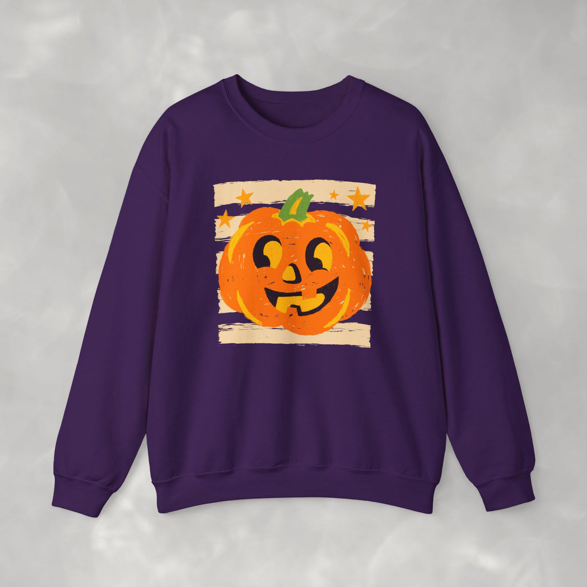 Happy Jack-O-Lantern, Striped Halloween Unisex Heavy Blend™ Crewneck Sweatshirt