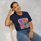 Boho Striped Flowers Gildan Softstyle T-Shirt