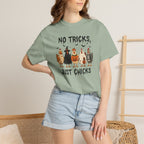 No Tricks Just Chicks, Funny Halloween Chickens in Costumes, Comfort Colors Tee