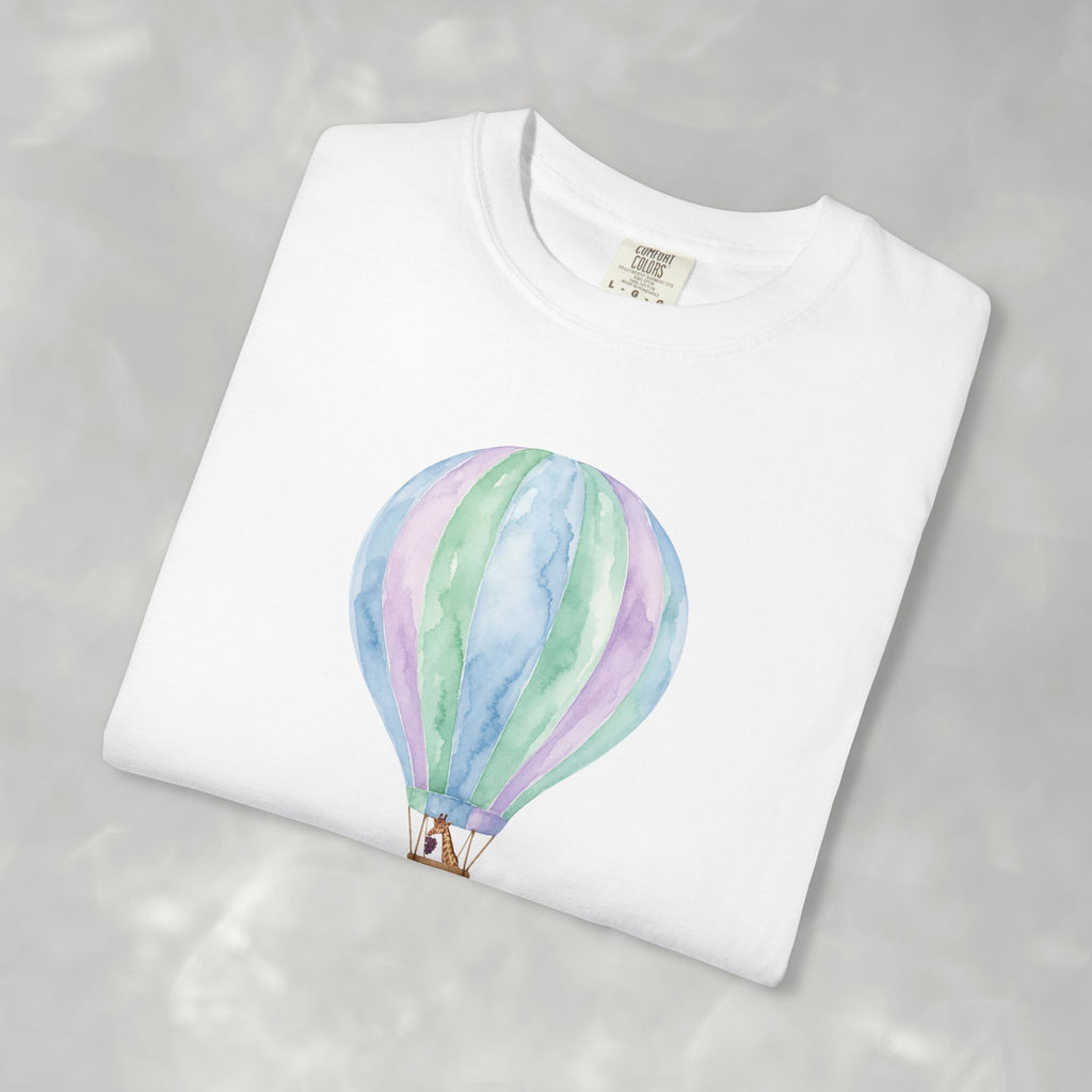 Giraffe Eating Grapes in a Hot Air Balloon, Questionable Concepts Comfort Colors Unisex Garment-Dyed T-shirt