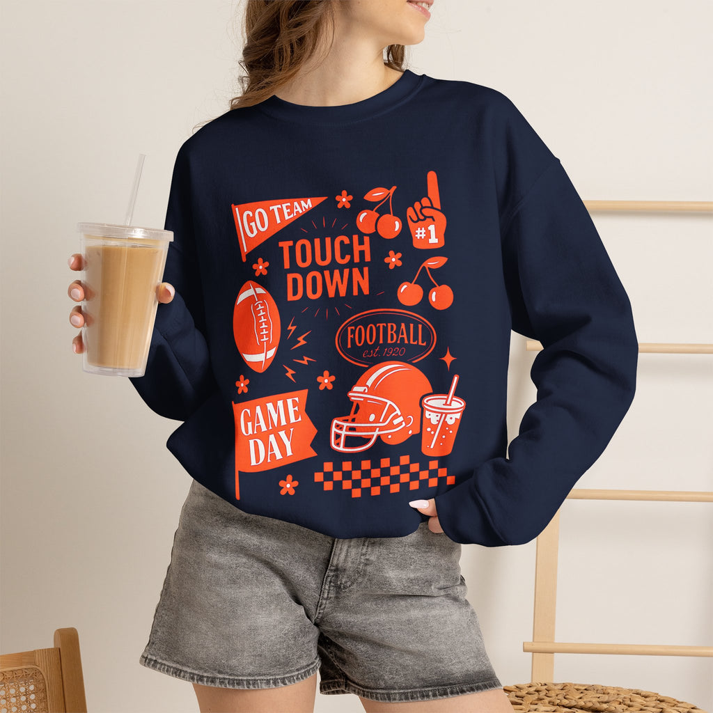 Football Season, Touchdown, Gameday, Cute Gildan Unisex Heavy Blend™ Crewneck Sweatshirt
