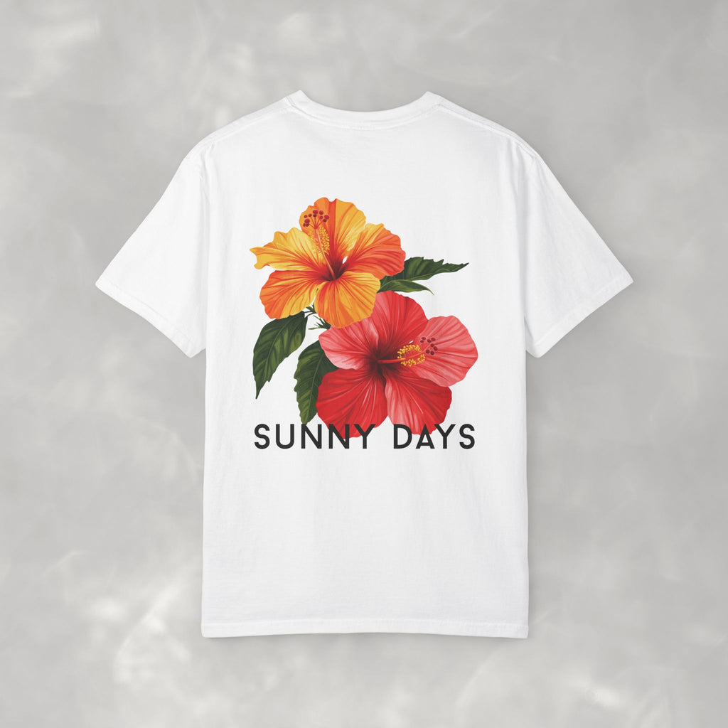 Sunny Days Hibiscus Unisex CC Tee, Summer Comfort Colors T-shirt for Men and Women