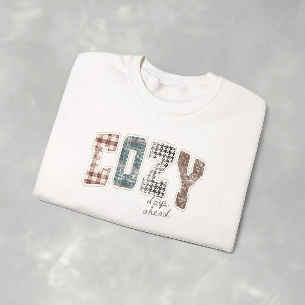 Cozy Days Ahead Cute Trendy Gildan Unisex Heavy Blend™ Crewneck Sweatshirt for Autumn, Fall, Thanksgiving