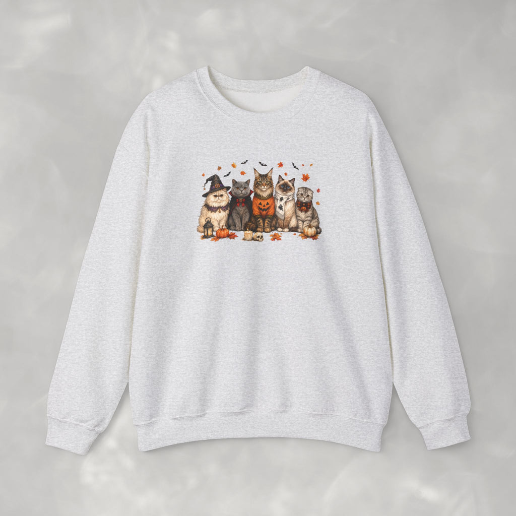 Retro Cats in Halloween Costume Gildan Unisex Heavy Blend™ Crewneck Sweatshirt