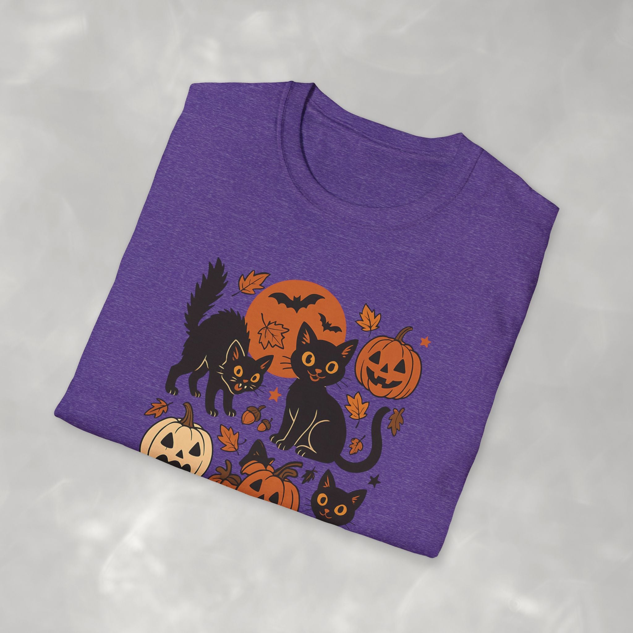 Spooky Black Cats and Jack-O-Lanterns, Gildan Unisex Softstyle T-Shirt