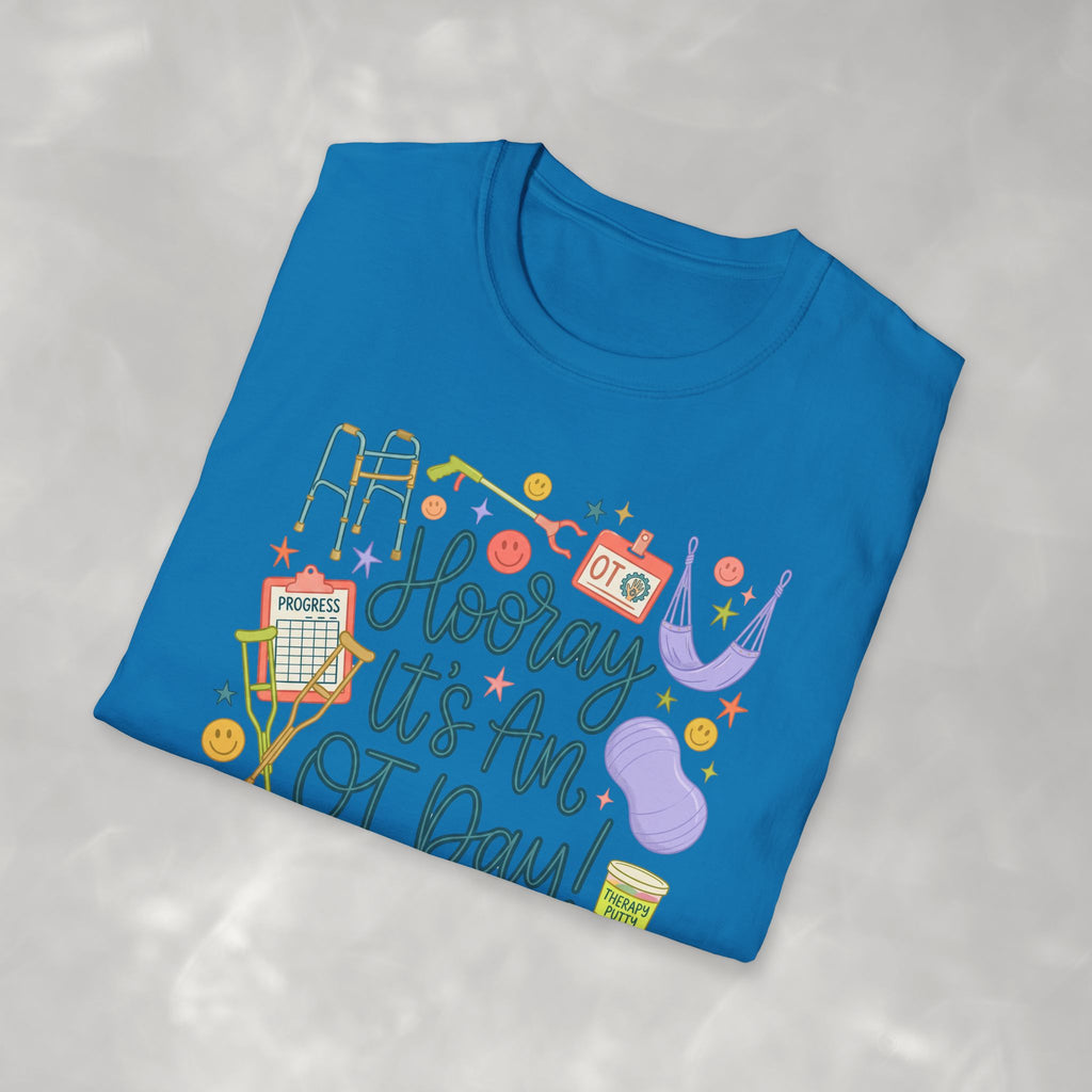 Hooray It's an OT Day, Cute, Playful, Pediatric Occupational Therapy, OTR, COTA Gildan Unisex Softstyle T-Shirt