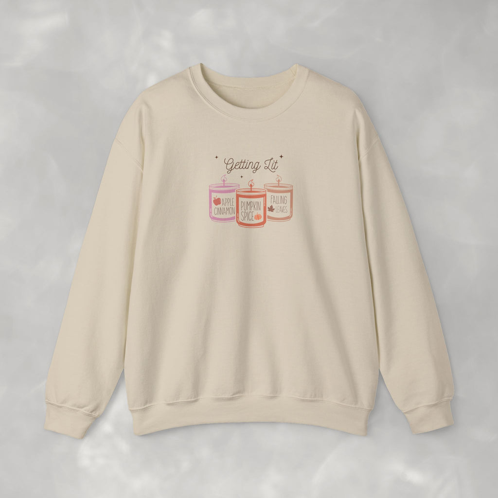 Getting Lit Funny Fall Candle Gildan Unisex Heavy Blend™ Crewneck Sweatshirt