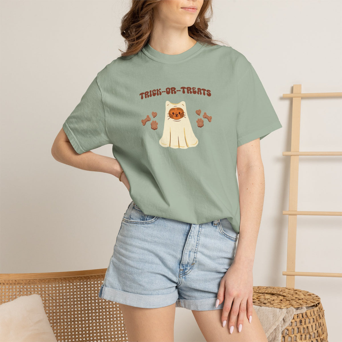 Trick-or-Treats Cute Funny Halloween Cat Lover Comfort Colors Garment-Dyed T-shirt