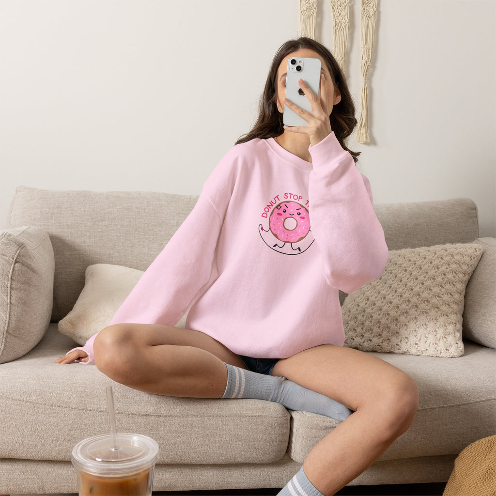 Donut Stop Trying, Funny Cute Motivational Gildan Unisex Heavy Blend™ Crewneck Sweatshirt