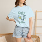 Books and Coffee, Reading, Coffee Lover Comfort Colors Tee