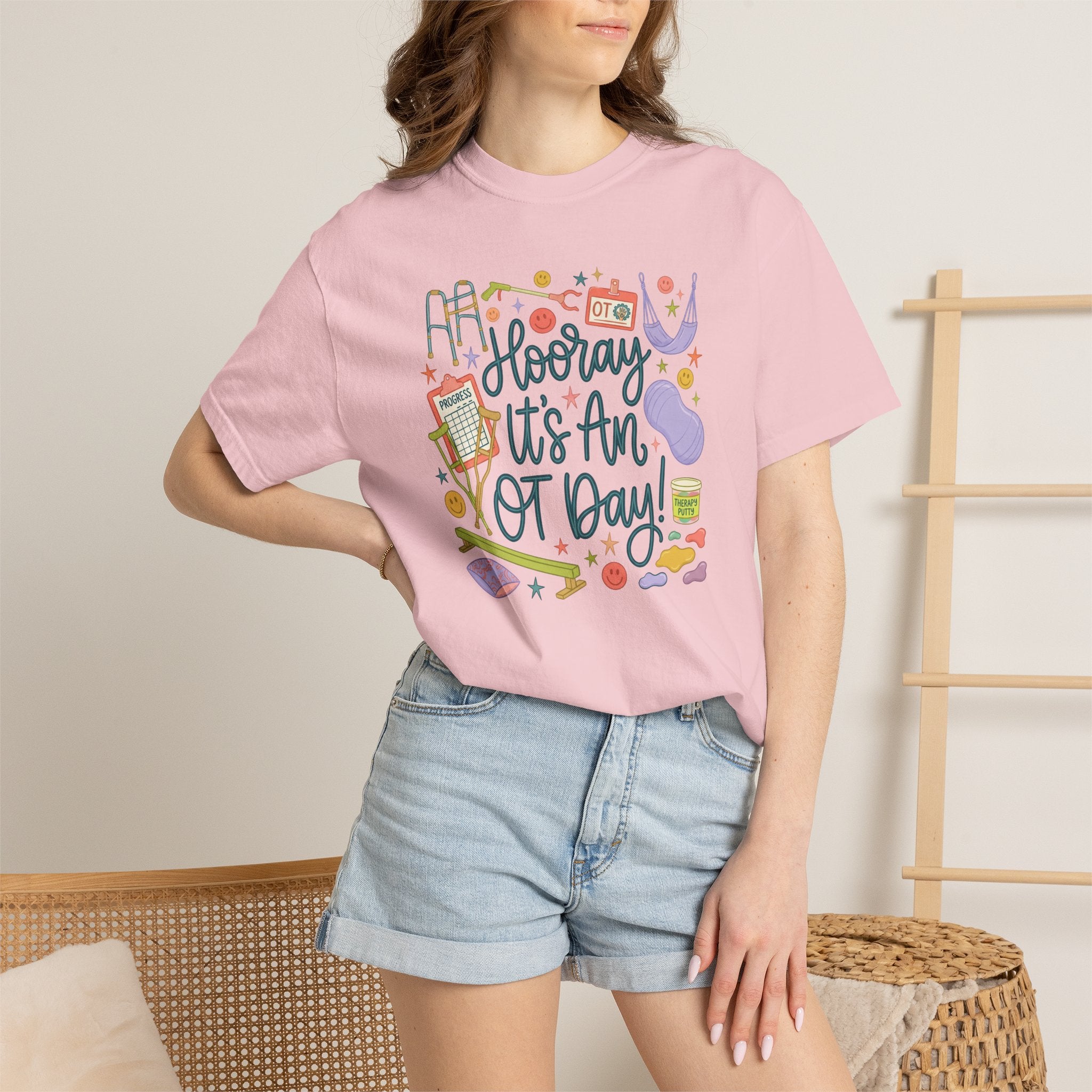 Hooray It's an OT Day, Cute, Playful, Pediatric Occupational Therapy, OTR, COTA Comfort Colors Tee