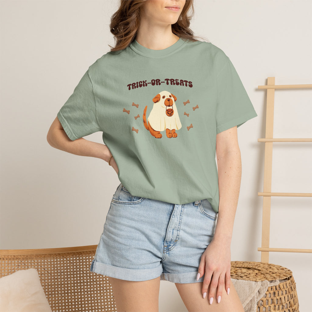 Trick-or-Treats Cute Funny Halloween Dog Lover Unisex Garment-Dyed T-shirt