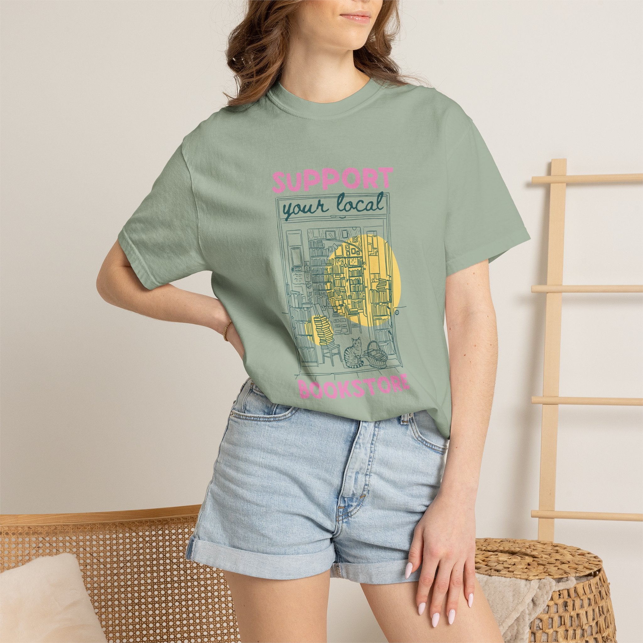 Support Your Local Book Store, Book, Reading Lover Comfort Colors Tee