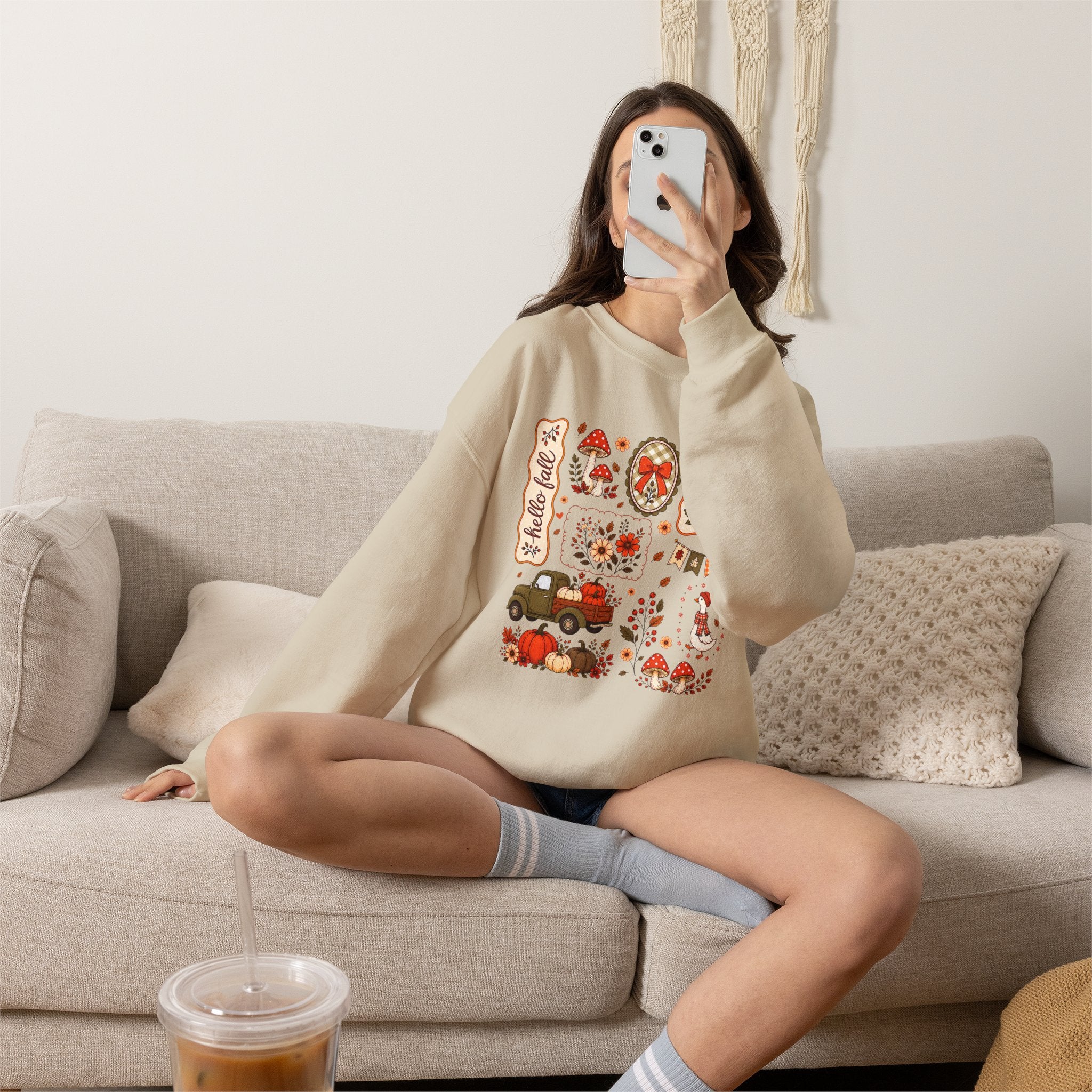 Hello Fall, Cute Autumn Collage, Gildan Unisex Heavy Blend™ Crewneck Sweatshirt