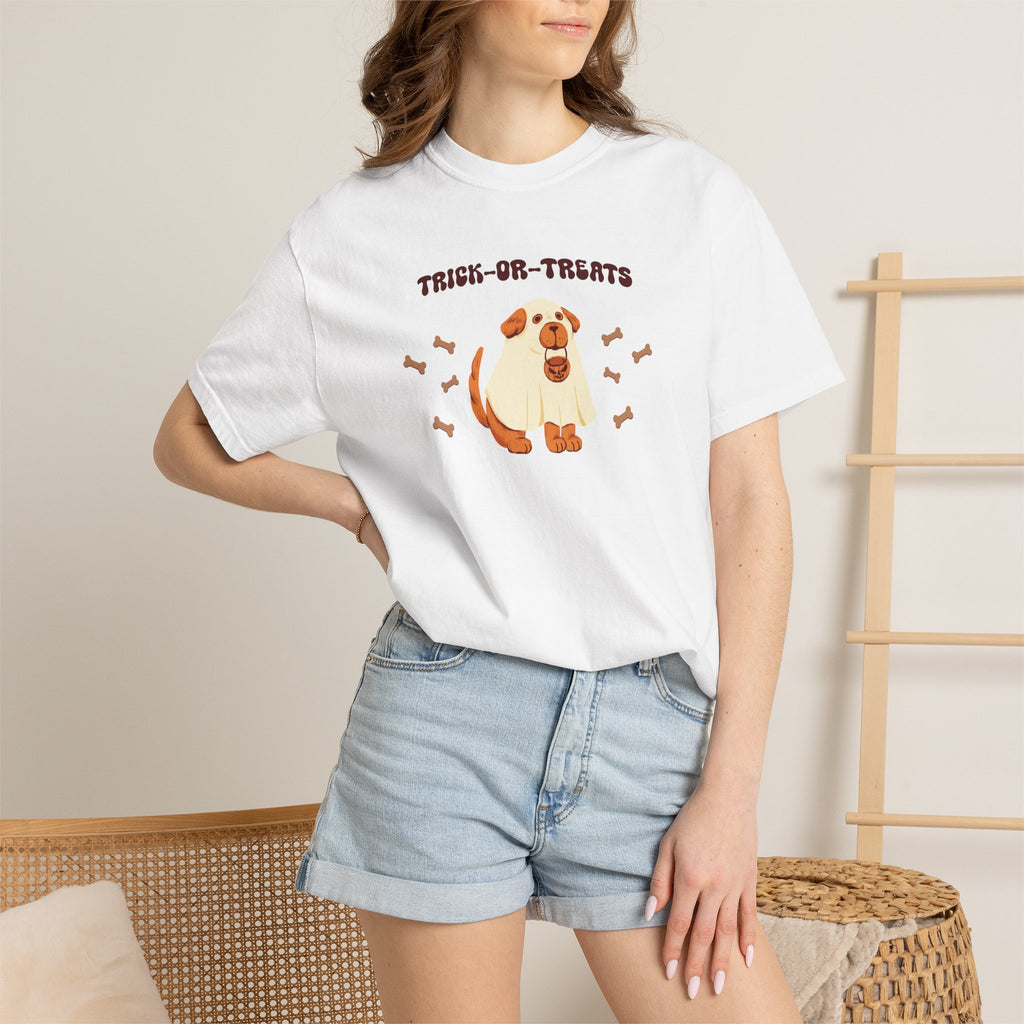 Trick-or-Treats Cute Funny Halloween Dog Lover Unisex Garment-Dyed T-shirt