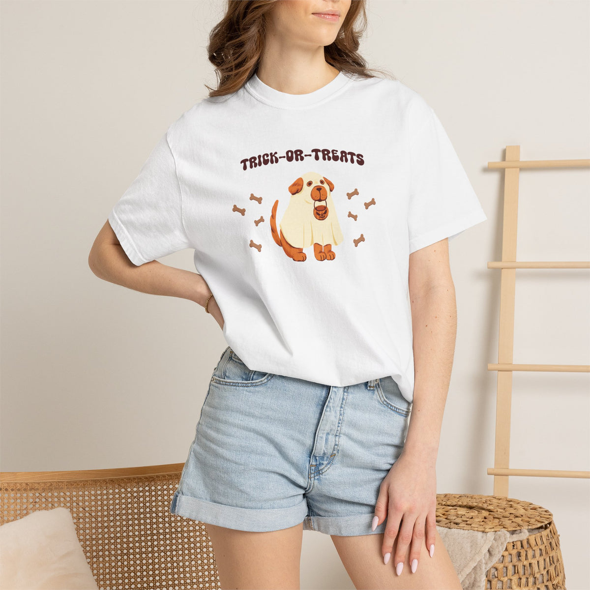 Trick-or-Treats Cute Funny Halloween Dog Lover Unisex Garment-Dyed T-shirt