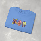 Cute Halloween Spooky Stamps with Cat, Jack-O-Lanter, Skeleton, Gildan Unisex Heavy Blend™ Crewneck Sweatshirt