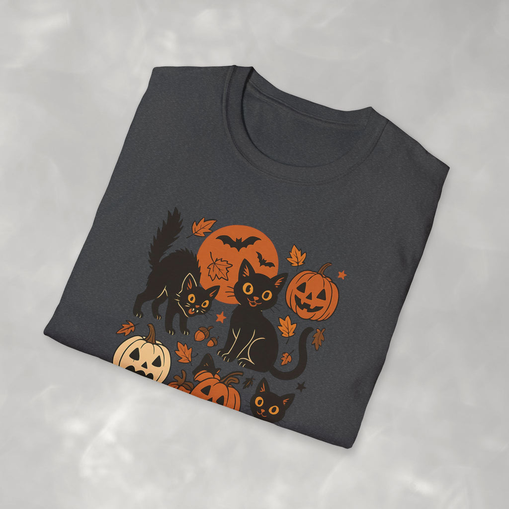 Spooky Black Cats and Jack-O-Lanterns, Gildan Unisex Softstyle T-Shirt