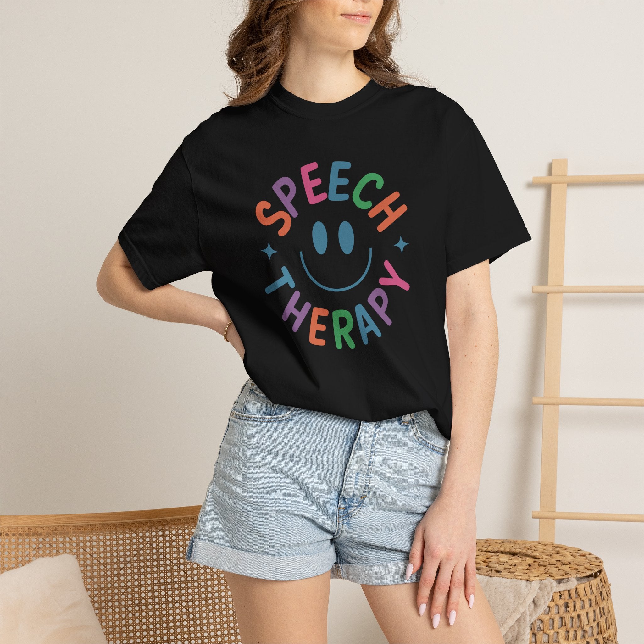 Speech Therapy, Cute Playful Smile, SLP, SLPA Comfort Colors Tee
