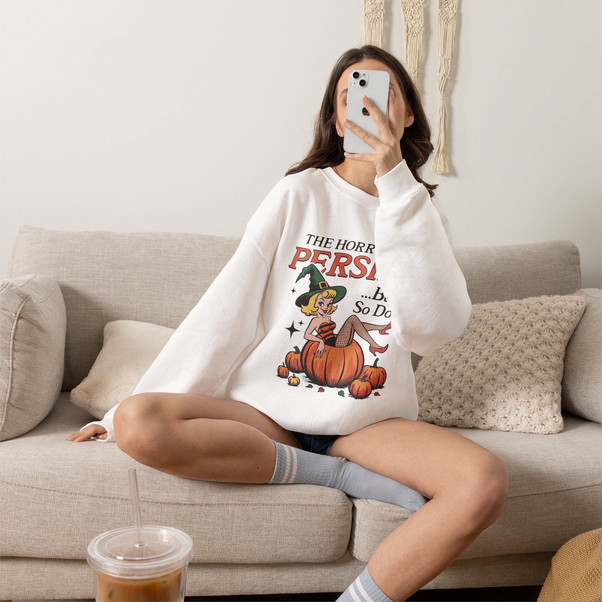 The Horrors Persist but So Do I, Funny Vintage Retro Halloween, Gildan Unisex Heavy Blend™ Crewneck Sweatshirt