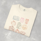 Autum Vibes, Cozy Reading, Pumpkin Spice, Hand-Drawn Doodles Comfort Colors Tee
