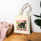 Spooky, Cute Black Cat, Halloween, Double-Sided Cotton Canvas Tote Bag